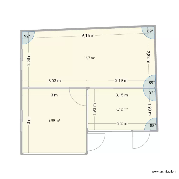 Petit Forestier. Plan de 3 Pièces et 32 m²