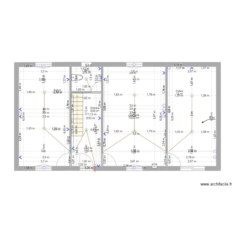 Maison électricité. Plan de 6 pièces et 143 m2
