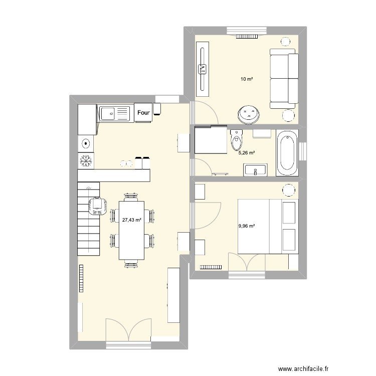 Maison St Léger. Plan de 4 pièces et 53 m2