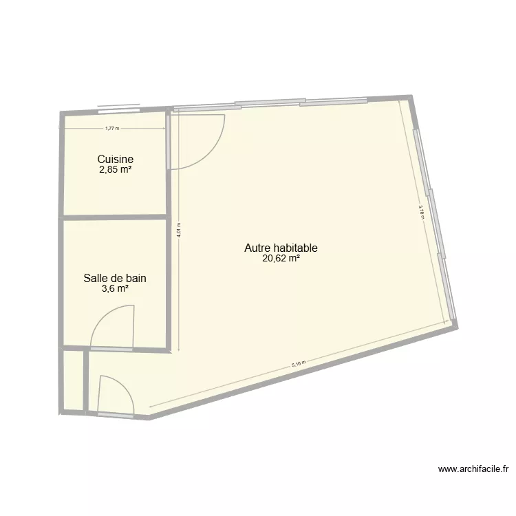appartement. Plan de 3  et 27 m²