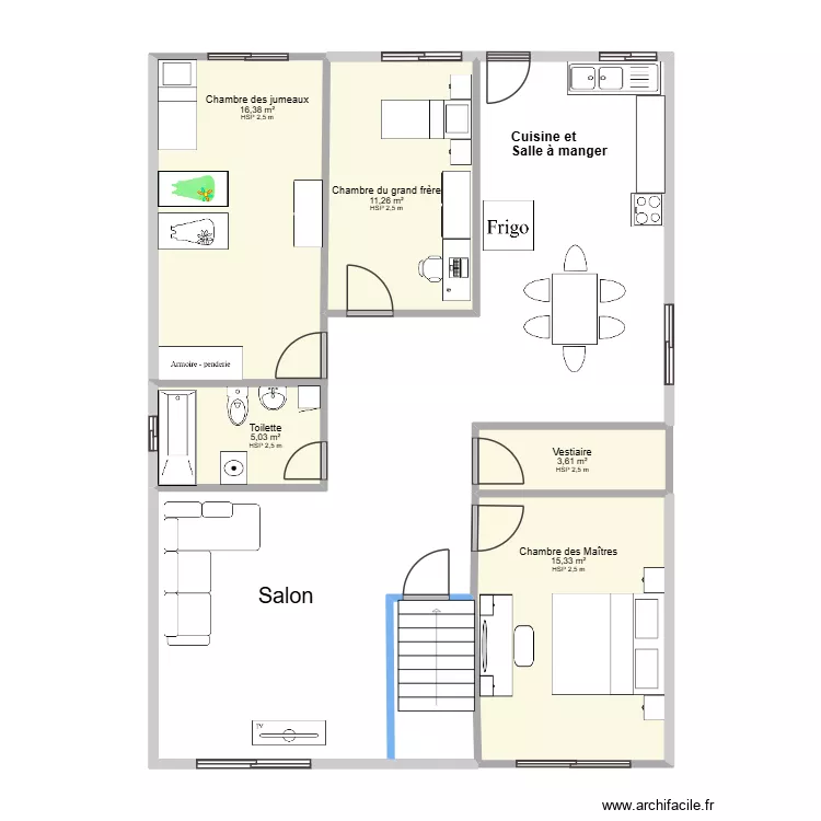 PlanningNewBis2. Plan de 5  et 52 m²