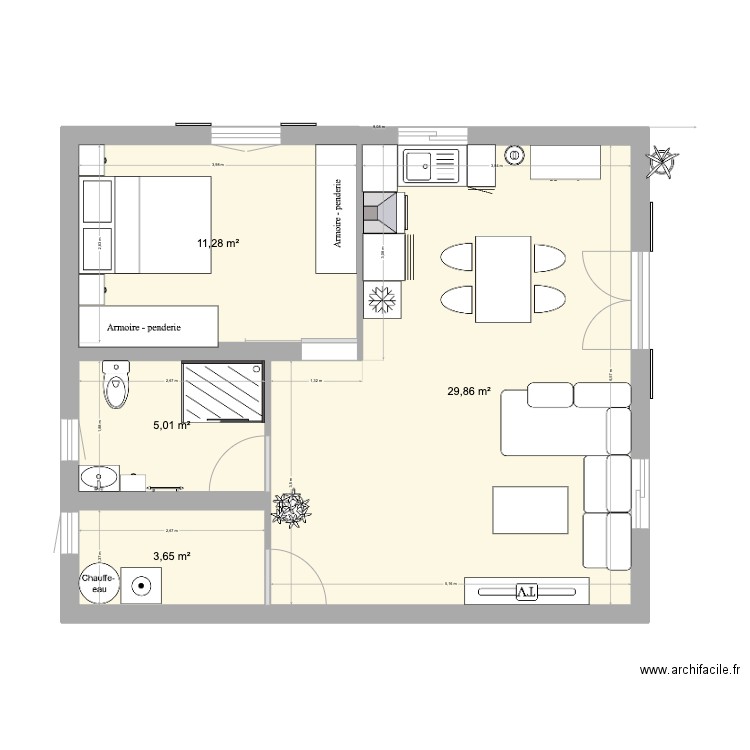 maison Harmin st-J. Plan de 4 pièces et 50 m2