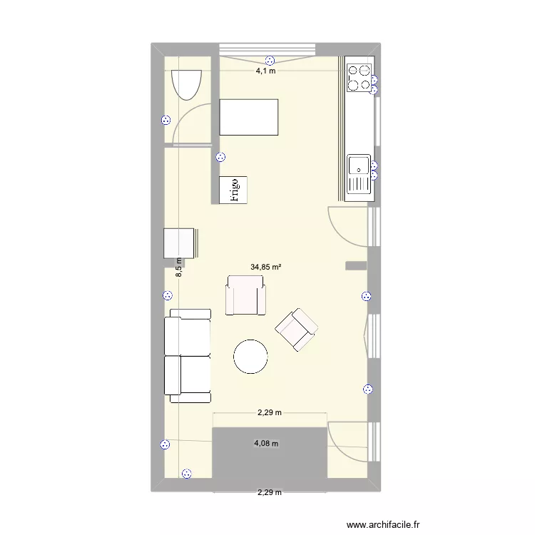 studio varengeville. Plan de 1  et 35 m²