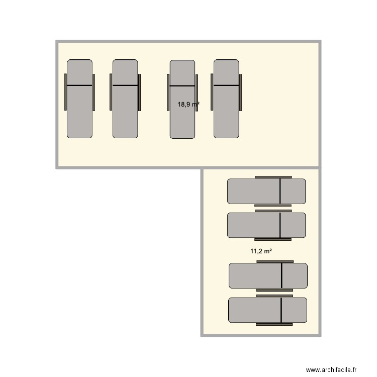 plan transats. Plan de 2 pièces et 30 m2