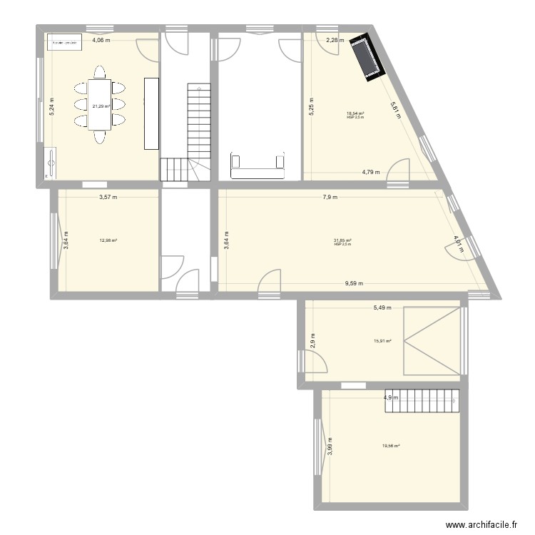 st André. Plan de 6 pièces et 120 m2