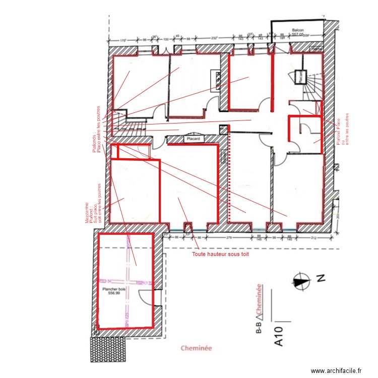 2024-04-14-1er Etage Schéma cloison/isolation . Plan de 0 pièce et 0 m2