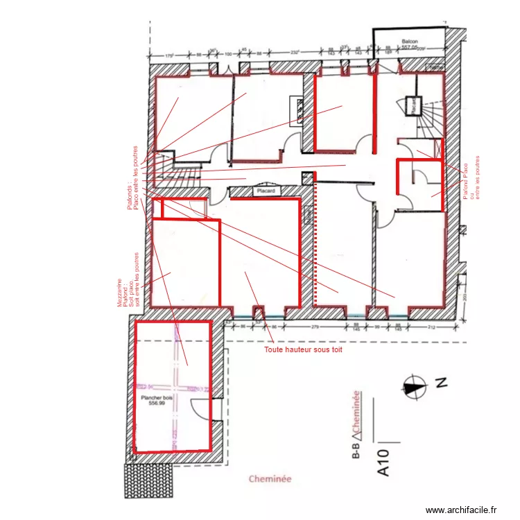 2024-04-14-1er Etage Sch&eacute;ma cloison/isolation . Plan de 