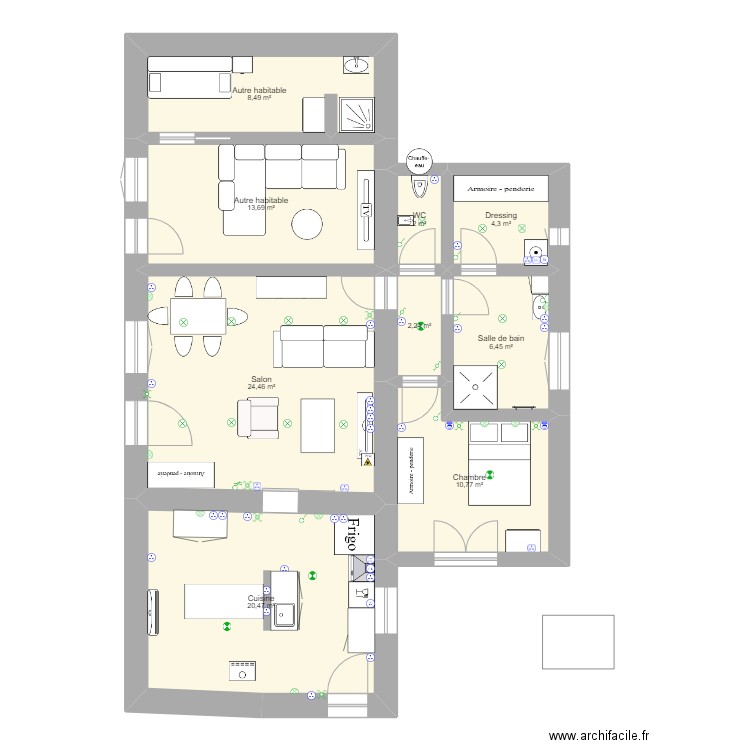 Maison reugny. Plan de 9 pièces et 93 m2