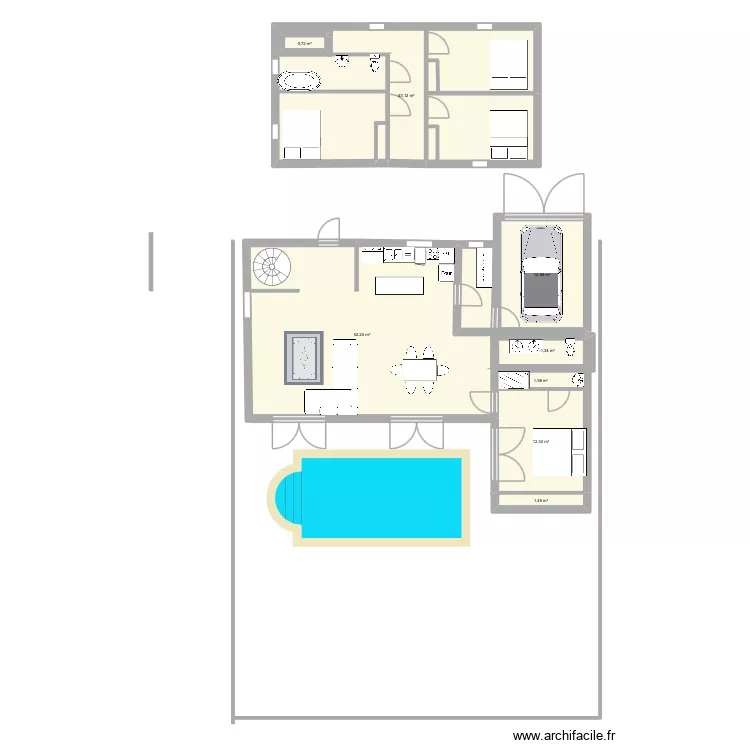 Montesuieu. Plan de 8  et 129 m²
