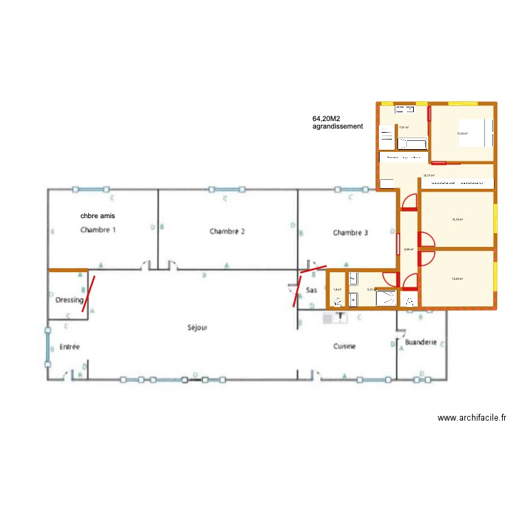 Andernos 2. Plan de 8 pièces et 69 m2