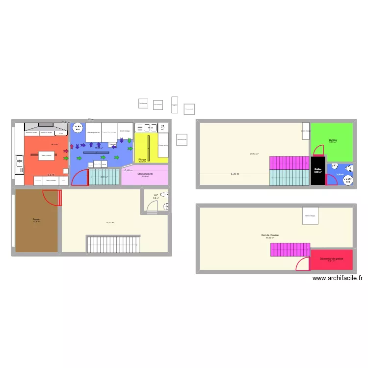 Local Payerne-v9. Plan de 14  et 218 m²