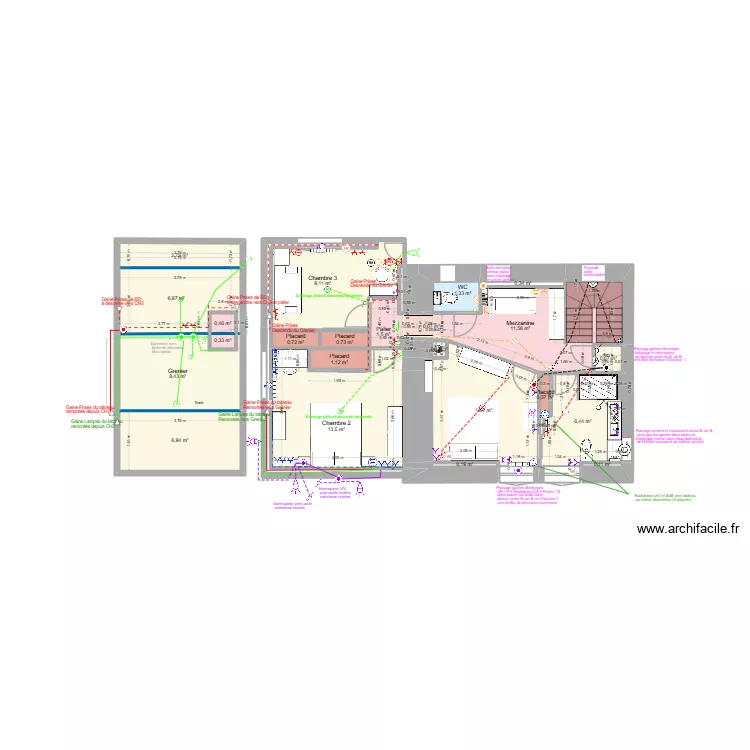 Etage 05-06-2025 schéma électrique. Plan de 24 et 84 m² Etage 05-06-2025 schéma électrique. Plan de 24 et 84 m²