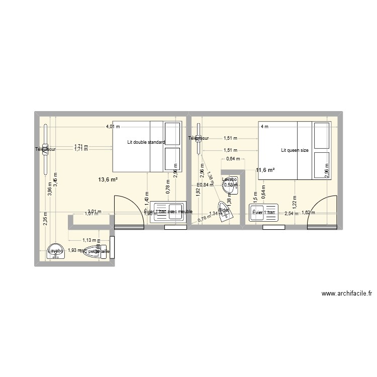 Armel. Plan de 2 pièces et 25 m2