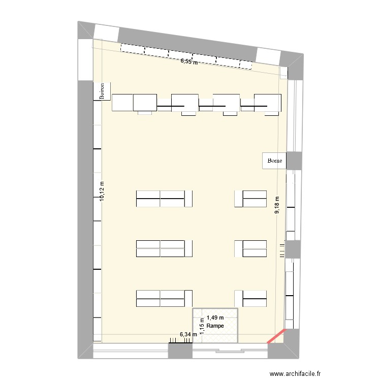 Comptoir D. Plan de 2 pièces et 64 m2