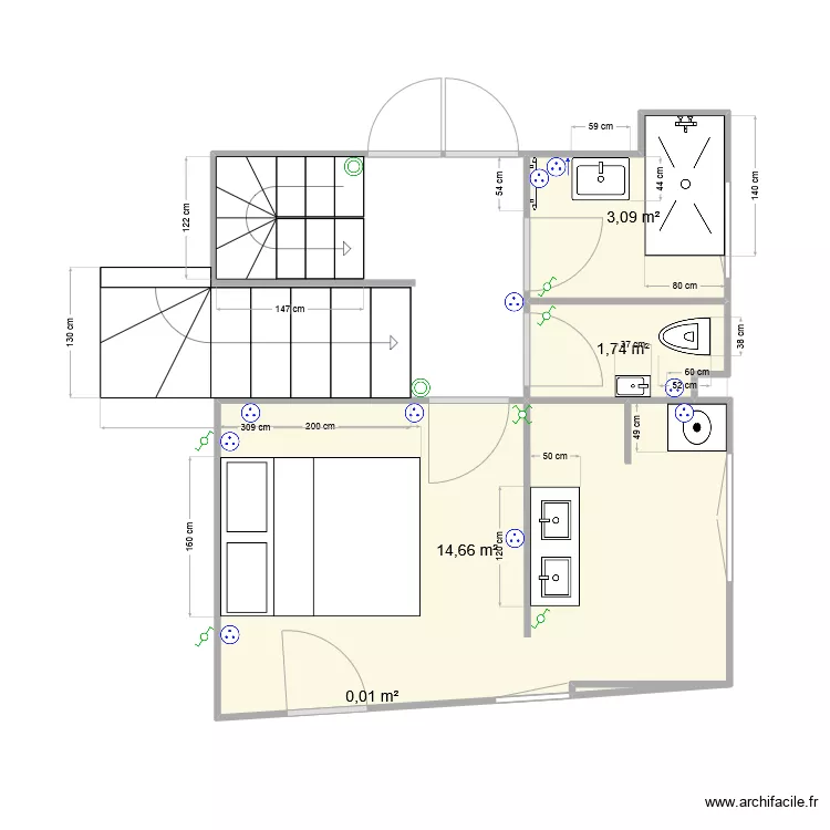 Travaux Salle de bain, WC. Plan de 