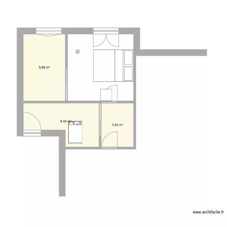 Base id&eacute;e 1. Plan de 3  et 17 m²