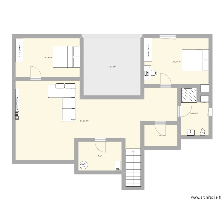 Iris 2A 1 ch sous-sol. Plan de 7 pièces et 117 m2