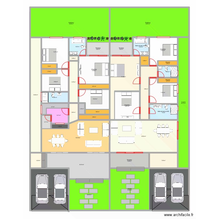 Plan EECI Kone DABOU V5. Plan de 46 pièces et 567 m2