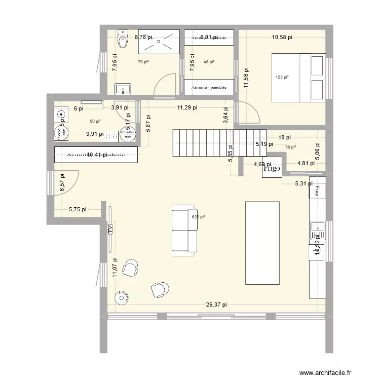 Presqu'ile. Plan de 6  et 88 m²
