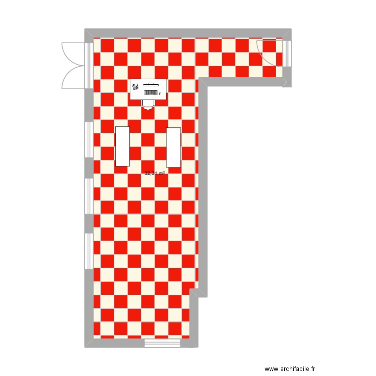 chef d\'oeuvre. Plan de 1 pièce et 32 m2