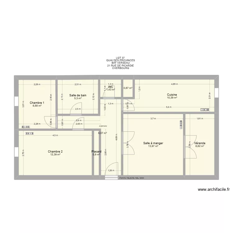 BAT VERSEAU APP37. Plan de 