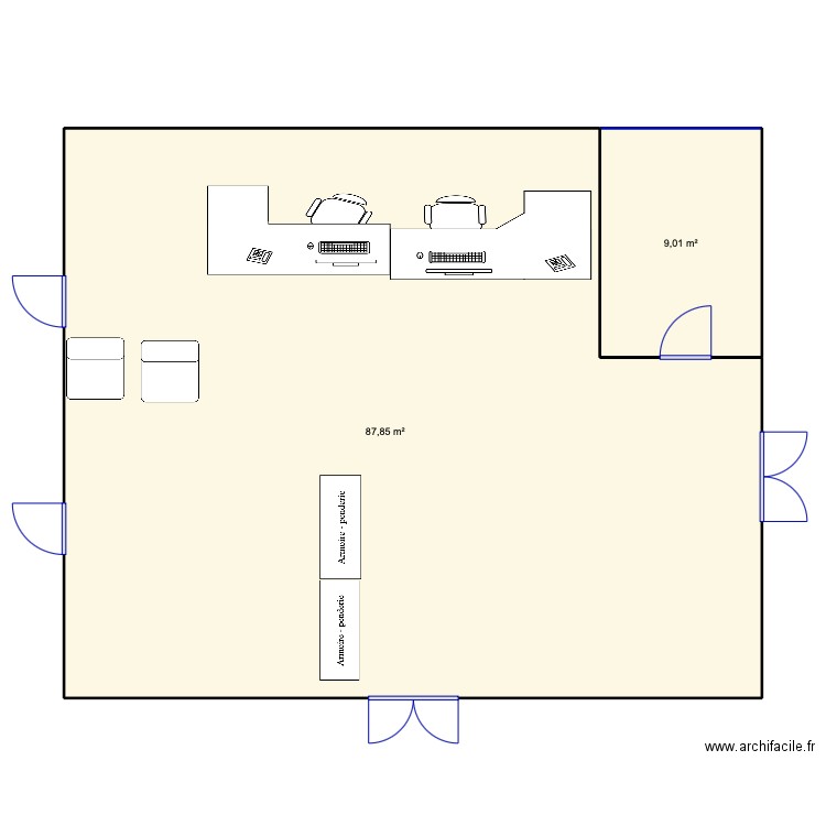 CGRH. Plan de 2 pièces et 97 m2