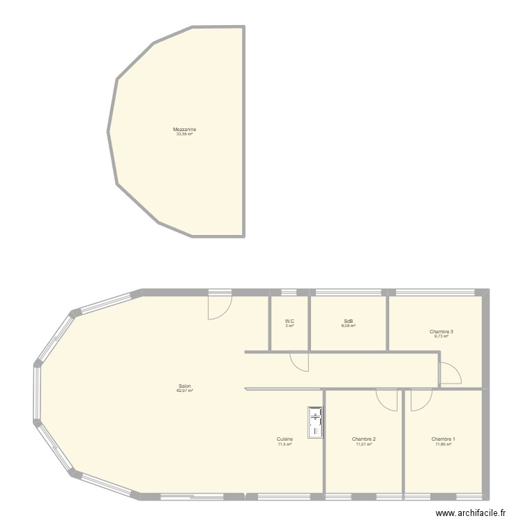 plan 2d. Plan de 8 pièces et 150 m2