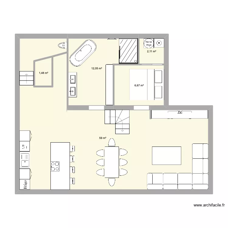 2e &eacute;tage 1. Plan de 11  et 153 m²