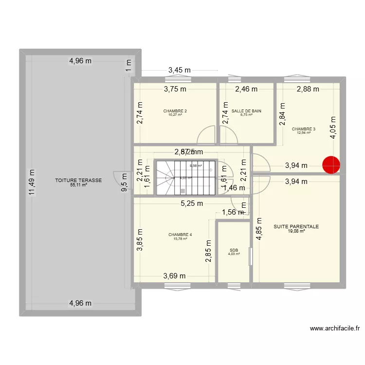 ETAGE. Plan de 9  et 135 m²