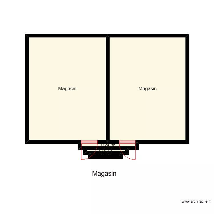 Vue en plan magasin LOBOGO. Plan de 