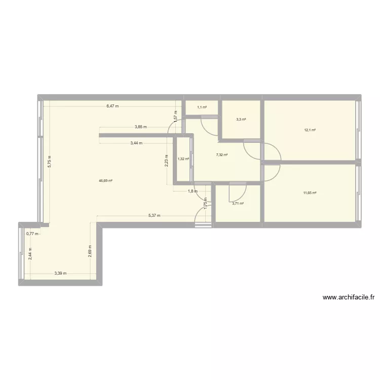 76 jeanne. Plan de 8  et 87 m²