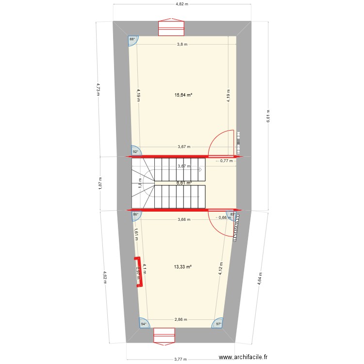 T5 - 1er. Plan de 3 pièces et 36 m2