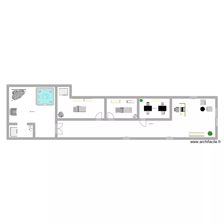 cabine epilation. Plan de 5  et 141 m²