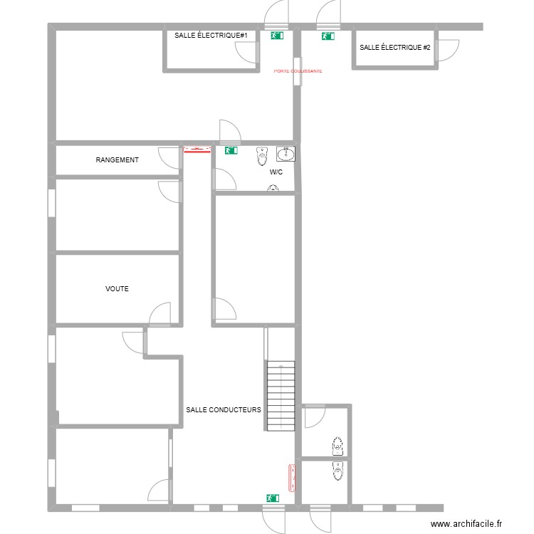 Bureaux Chambly 1er étage avec cotes. Plan de 27 pièces et 332 m2