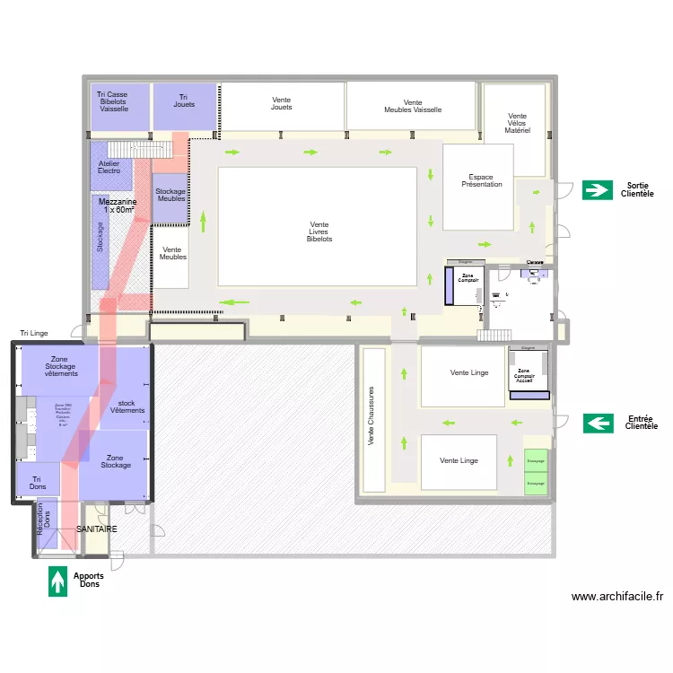 Projet MEZZANINE 1x60m&sup2; 20/01/2025. Plan de 
