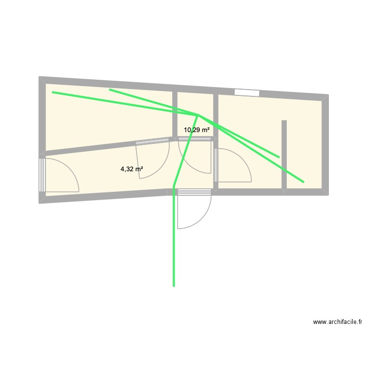 extension eaux usées. Plan de 2 pièces et 15 m2