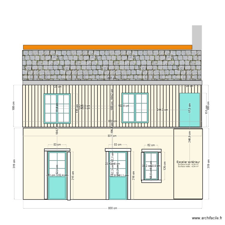 facade bardage fenêtres + haute que large.. Plan de 0 pièce et 0 m2