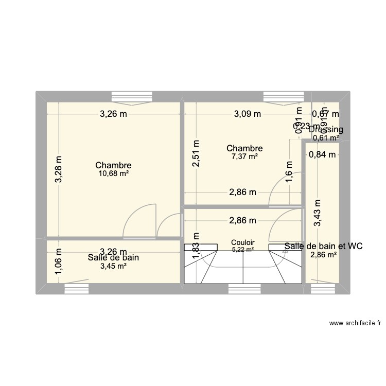 1ER ÉTAGE MAISON RAINCY. Plan de 6 pièces et 30 m2