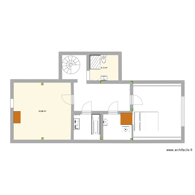 combles V9. Plan de 2 pièces et 28 m2