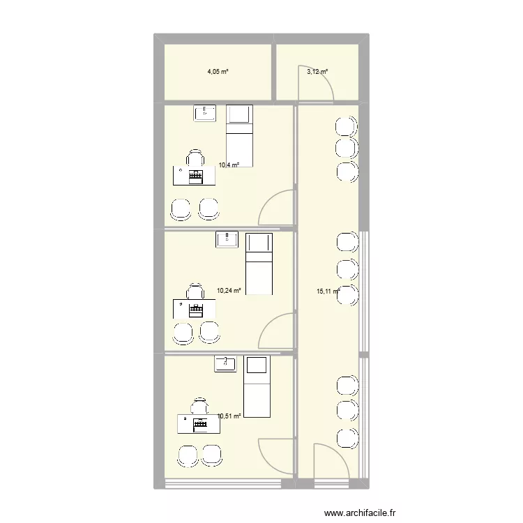 a bosser. Plan de 6  et 53 m²
