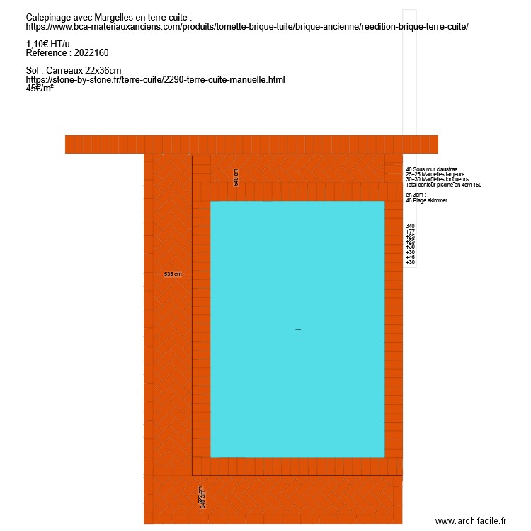 Calepinage sol 120x250. Plan de 1 pièce et 840 m2