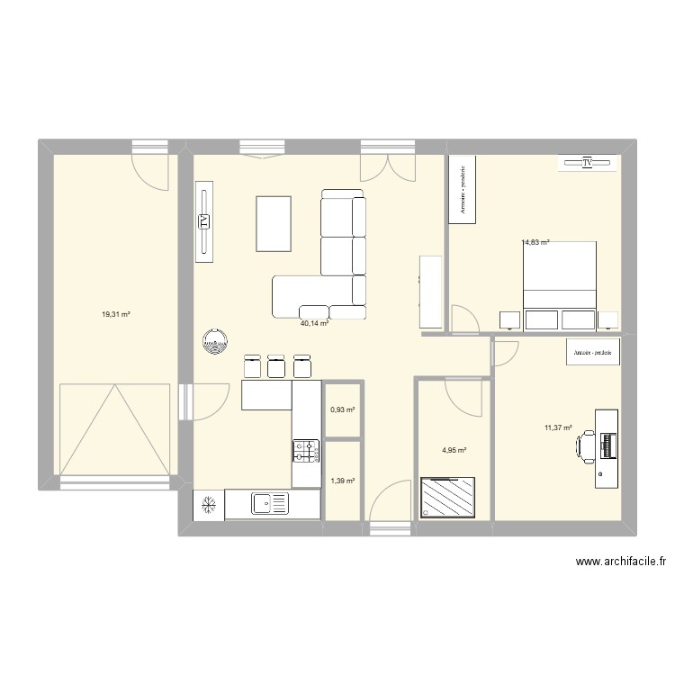 maison. Plan de 7 pièces et 93 m2