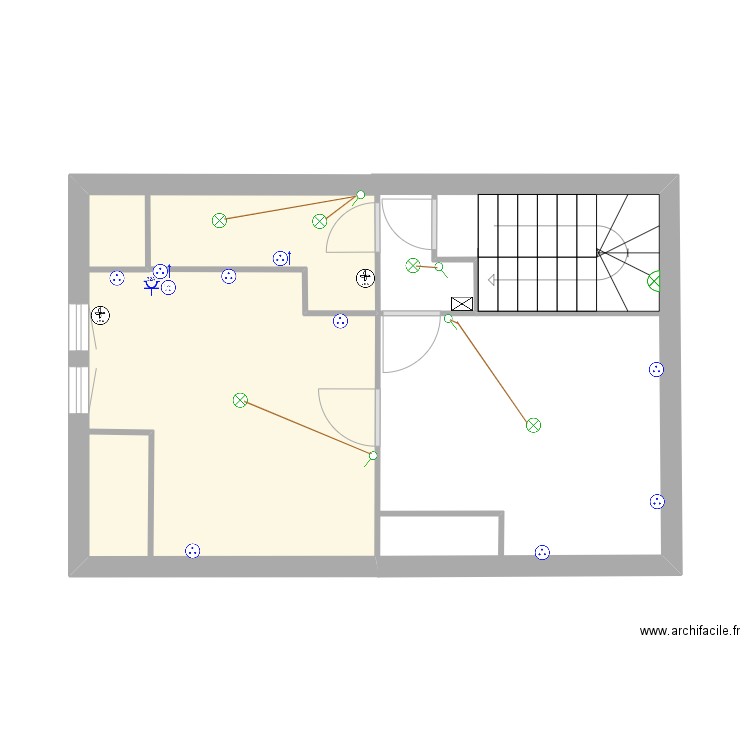 2eme étage. Plan de 1 pièce et 17 m2