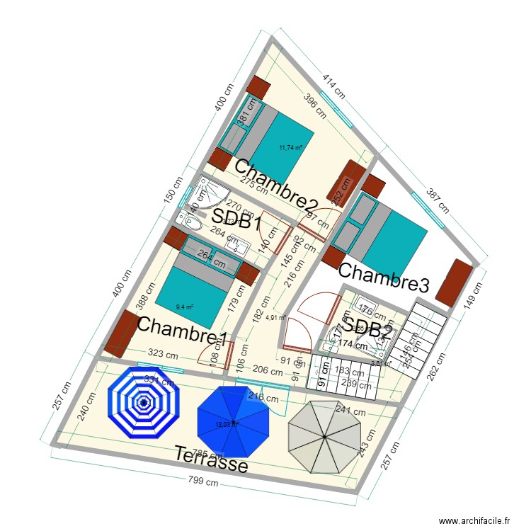 Projet de construction d'un appartement à 2 niveaux à kigobe - Etage. Plan de 7 pièces et 54 m2