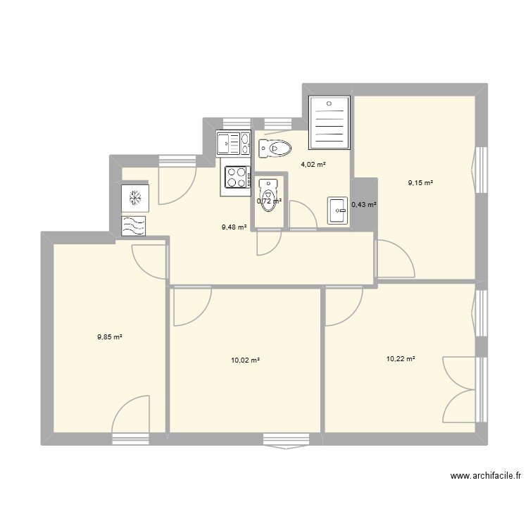 plan purpan. Plan de 8 pièces et 54 m2