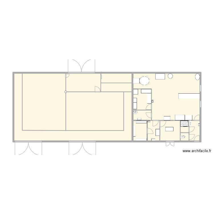 Plan chèvrerie fromagerie hangar sdt grange. Plan de 14 pièces et 68 m2