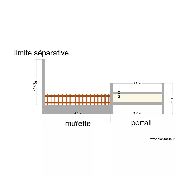 murette. Plan de 1  et 2 m²