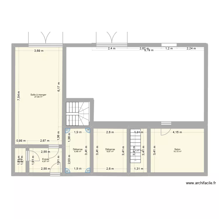 gites. Plan de 7  et 68 m²