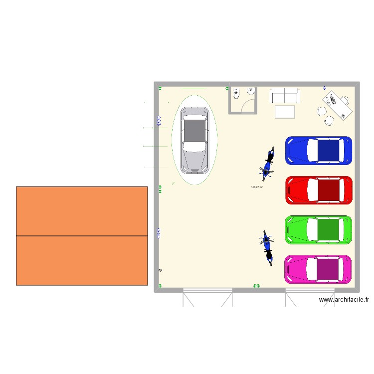 projet emma. Plan de 1 pièce et 147 m2