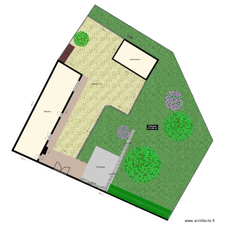 Masse. Plan de 3 pièces et 150 m2